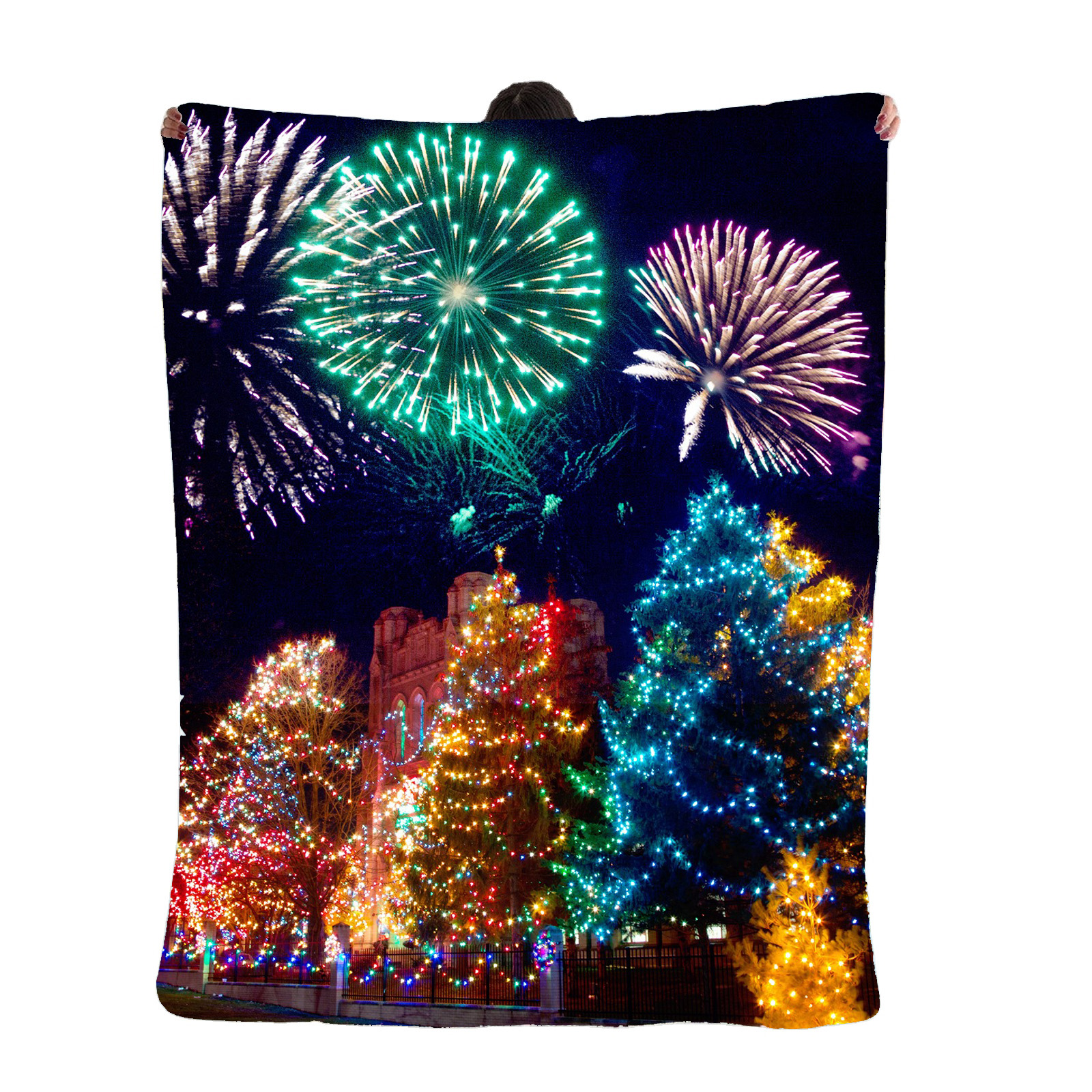 ☃️️ Fireworks Christmas lights ! 30x60 beach towel